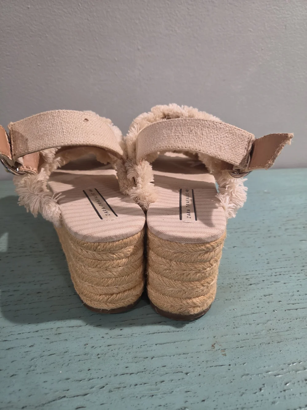 Zara Trafaluc Embellished Fringe Espadrille Platform Sandals EU 40/9-9.5
